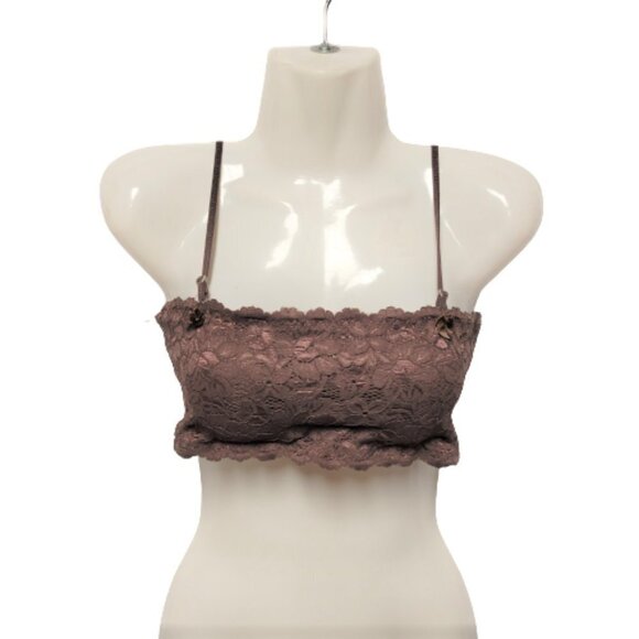Sexy Brown Bralette Crop Top Lace Bandeau Adjustable Straps Removable Pads - NEW - Picture 16 of 16